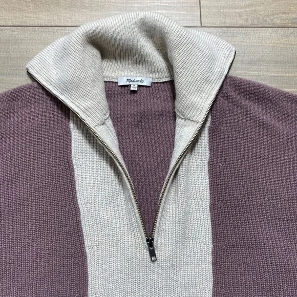 Madewell Womens Glenbrook Half Zip Merino Wool Blend Color-block Sweater‎ Size M - Picture 10 of 13